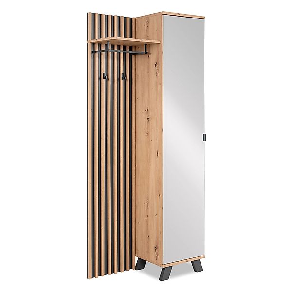 Homestyle4u Garderobe Flurgarderobe mit Spiegel Flurmöbel Garderobenpaneel günstig online kaufen