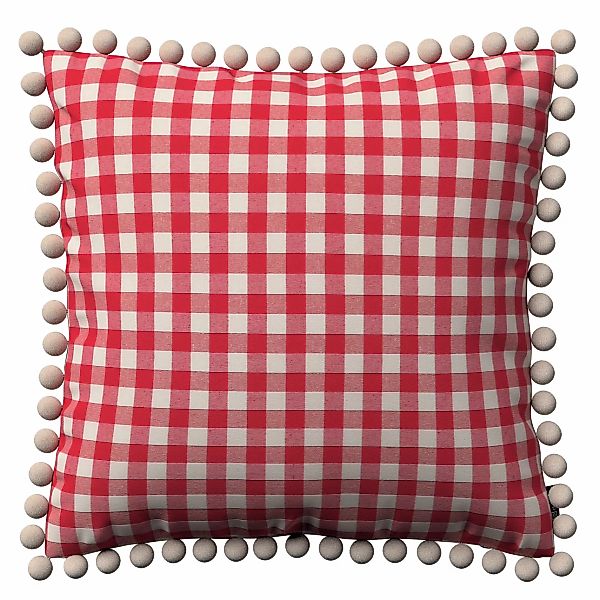 Kissenhülle Wera mit Bommeln, rot-ecru, 45 x 45 cm, Quadro (136-16) günstig online kaufen