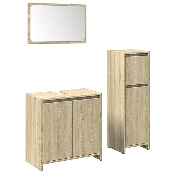 vidaXL Badezimmer-Set 3-tlg. Badmöbel-Set Sonoma-Eiche Holzwerkstoff, günstig online kaufen