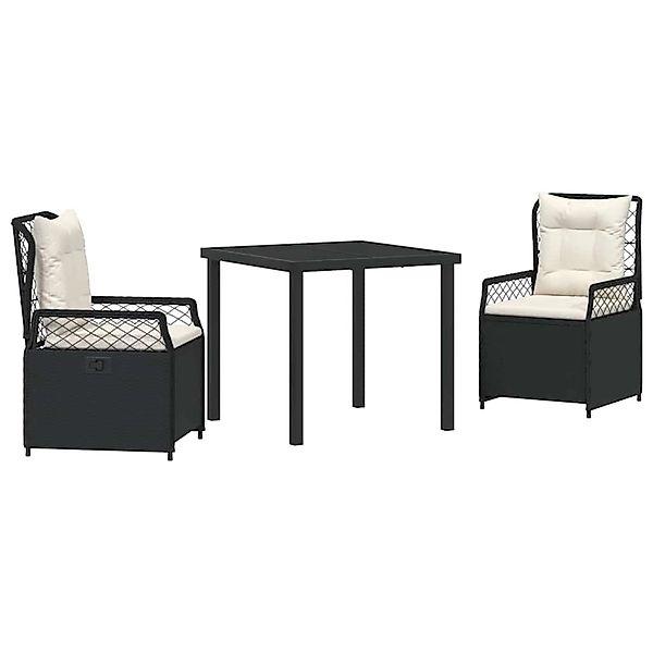 vidaXL Garten Essgruppe 3-Tlg Schwarz Poly Rattan 3380981 günstig online kaufen
