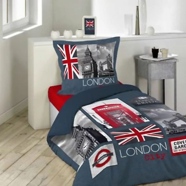 dynamic24 2tlg. Wende Bettwäsche 140x200 London Baumwolle Bett Decke Bezug günstig online kaufen