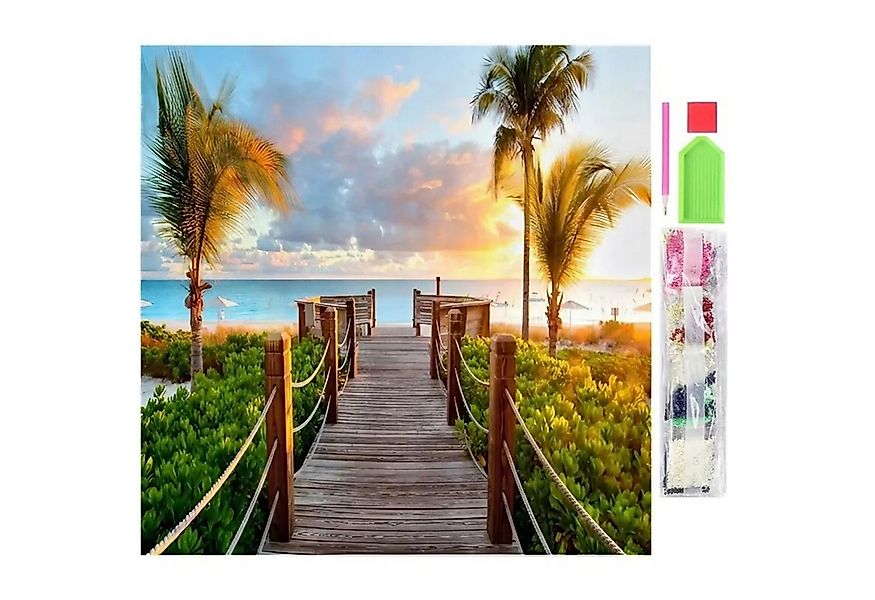 LA CUTE Malen nach Zahlen 5d Diamant Mosaik Stickerei 5D Palmen Strand 30x3 günstig online kaufen
