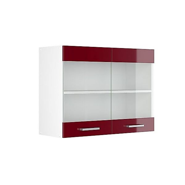 Vicco Küchenglasschrank R-Line Glashängeschrank Bordeaux Hochglanz/Weiß 80 günstig online kaufen
