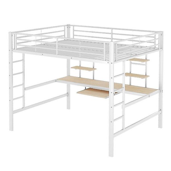 Gotagee Hochbett Metallbett Eisenbett mit Schreibtisch und Bücherregalen Ju günstig online kaufen
