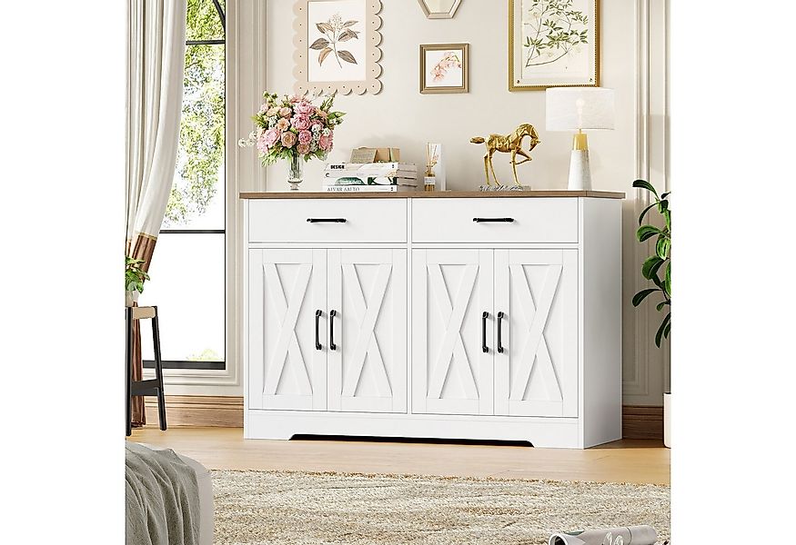 HOMECHO Buffet 120cm Breit Küchenschrank mit Arbeitsplatten, 2 Schubladen, günstig online kaufen