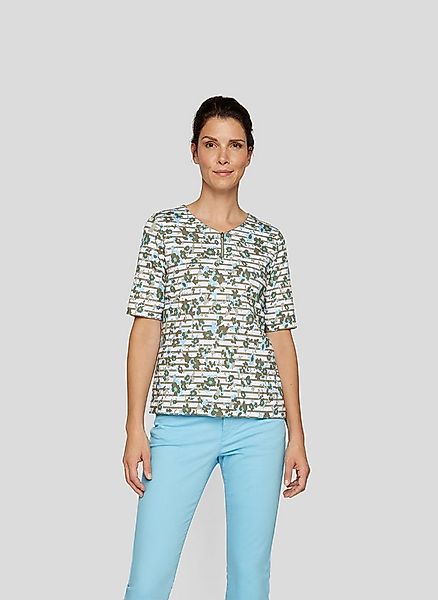 Rabe Rundhalsshirt mit Reißverschluss und floralem Muster günstig online kaufen