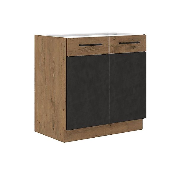 Küchen-Preisbombe Unterschrank 80 cm Küche Vigo Matera Grau + Eiche Lancelo günstig online kaufen
