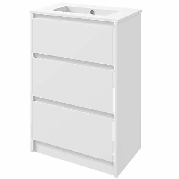 kleankin Badezimmerschrank mit 2 Schubladen und synthetischem Keramikwaschb günstig online kaufen