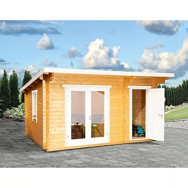 W.Finnhaus Holz-Gartenhaus Trondheim 44-D XL Unbehandelt 2-Raum BxT: 490x45 günstig online kaufen