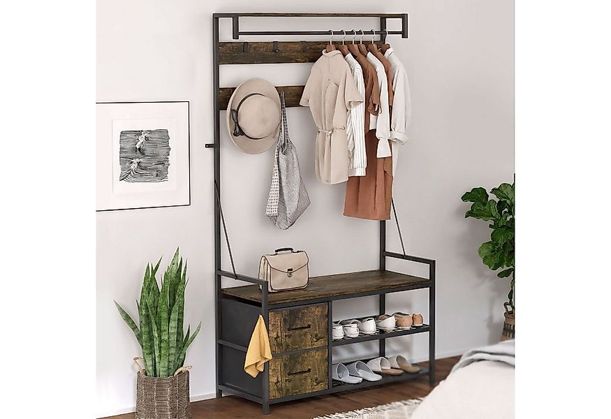 HOMCOM Garderobenständer mit Schuhregal, Industrie-Stil, (Kleidungsständer, günstig online kaufen