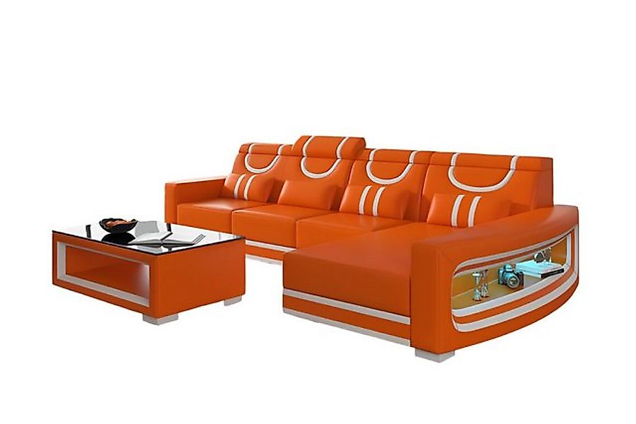 Xlmoebel Ecksofa Moderne orange Ledersofa in L-Form mit Liege - Eckcouch in günstig online kaufen