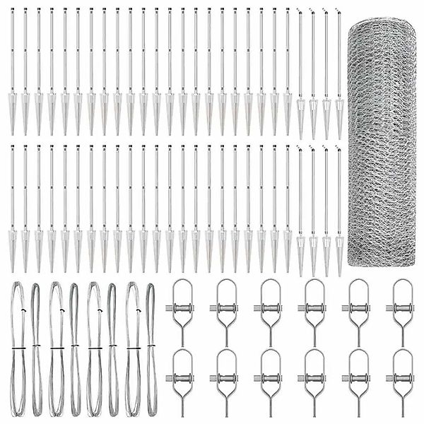 vidaXL Zaunpfosten Silber 100 x 0,5 m 25 mm Netz Stahl 3353437 günstig online kaufen