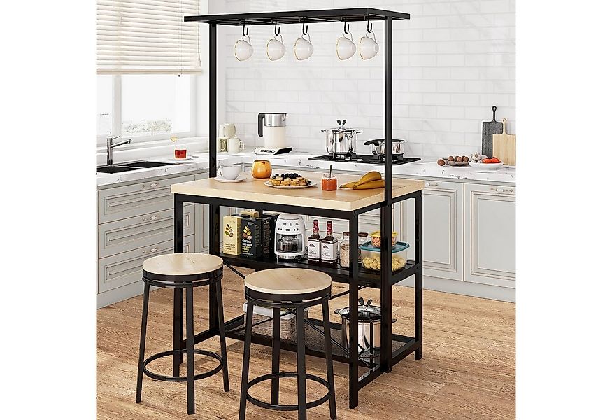 GarveeMore Kücheninsel mit 3-stöckige Aufbewahrung,5 Haken für Esszimmer un günstig online kaufen