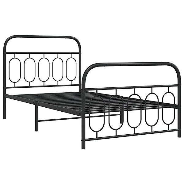vidaXL Bettgestell mit Kopf- und Fußteil Metall Schwarz 107x203 cm 377131 günstig online kaufen