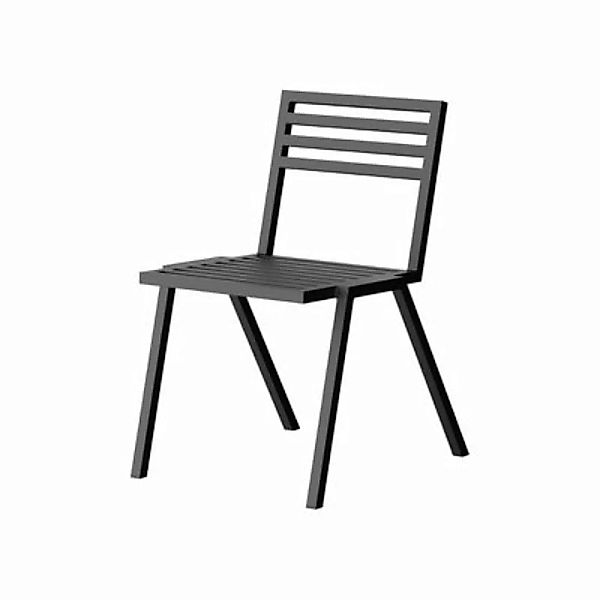Stapelbarer Stuhl 19 Outdoors metall schwarz / Aluminium - NINE - Schwarz günstig online kaufen