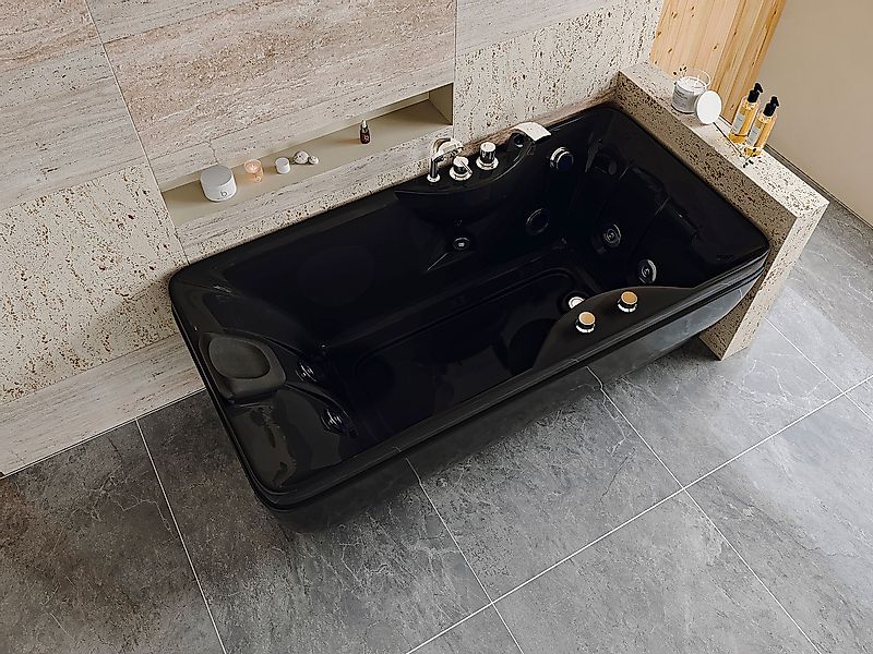 Whirlpool-Badewanne - Schwarz - 1 Person - 140 Liter - 150 x 75 x 54,5 cm - günstig online kaufen