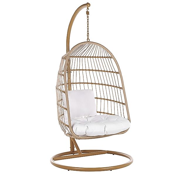 Beliani Hängesessel Naturfarben Beige Weiss 102x102x200 günstig online kaufen