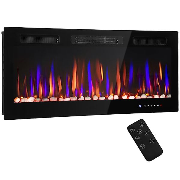 HOMCOM Ultrflacher Wand- und Einbau-Elektrokamin mit 3D-Flamme, Dekorativer günstig online kaufen