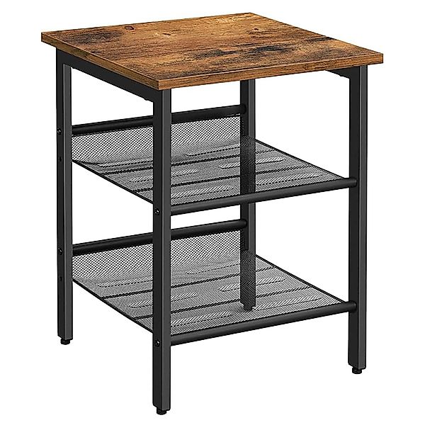 Songmics Nachttisch Dacey mit Verstellbaren Gitterablagen Braun-Schwarz günstig online kaufen