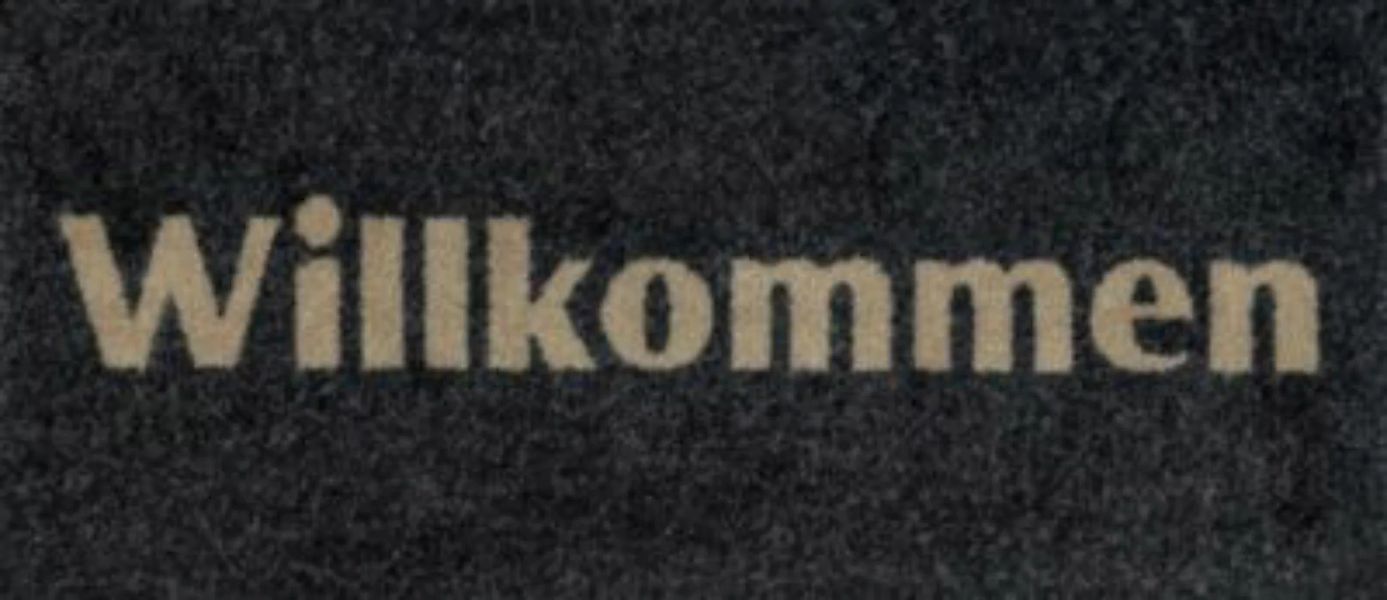 wash+dry "Fußmatte ""Willkommen"" 30x70cm" dunkelgrau günstig online kaufen