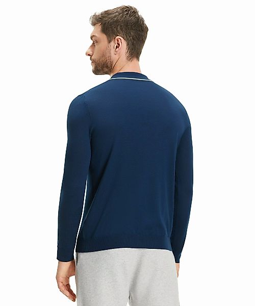 FALKE Herren Langarmshirt Polo, L, Blau, Uni, Schurwolle, 60177-611504 günstig online kaufen