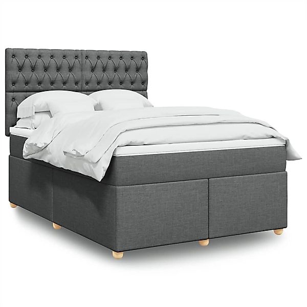 vidaXL Boxspringbett mit Matratze Dunkelgrau 140x190 cm Stoff 3293583 günstig online kaufen