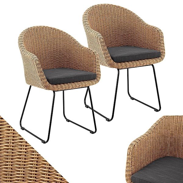 Juskys Gartenstuhl Cody (4 St), Rattan günstig online kaufen