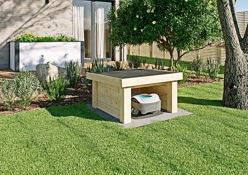 KONIFERA Mähroboter-Garage "aus unbehandeltem Fichtenholz" aus 28mm starken günstig online kaufen