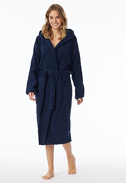 Schiesser Damenbademantel Essentials, Midilänge, Baumwolle, Kapuze, günstig online kaufen