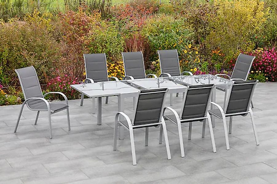MERXX Garten-Essgruppe »Amalfi di lusso« 9 Stk. tlg. 8 Stapelsessel, Hochle günstig online kaufen