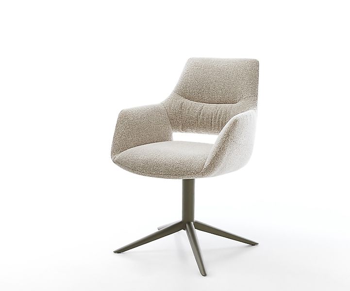 Drehstuhl Yago-Flex mit Armlehnen Webstoff Soft Beige Fußkreuz Effektfinish günstig online kaufen