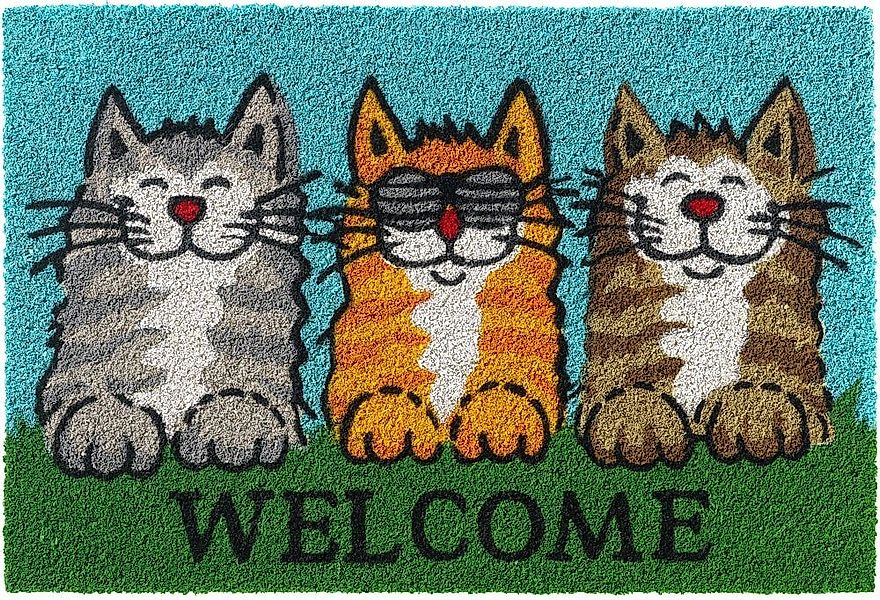 matches21 HOME & HOBBY Fußmatte Kokosmatte Katzen Welcome Spruch als aussen günstig online kaufen