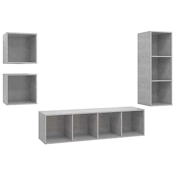 vidaXL 4-Tlg TV-Schrank-Set Betongrau Holzwerkstoff 3079776 günstig online kaufen