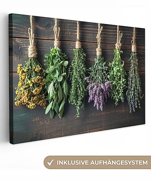 OneMillionCanvasses® Leinwandbild Kräuter - Gewürze - Holz - Stilleben, Fot günstig online kaufen