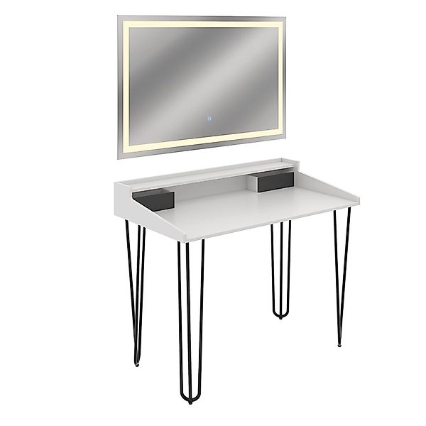 Vicco Schminktisch Sannar, Weiß/Schwarz, 110 cm günstig online kaufen