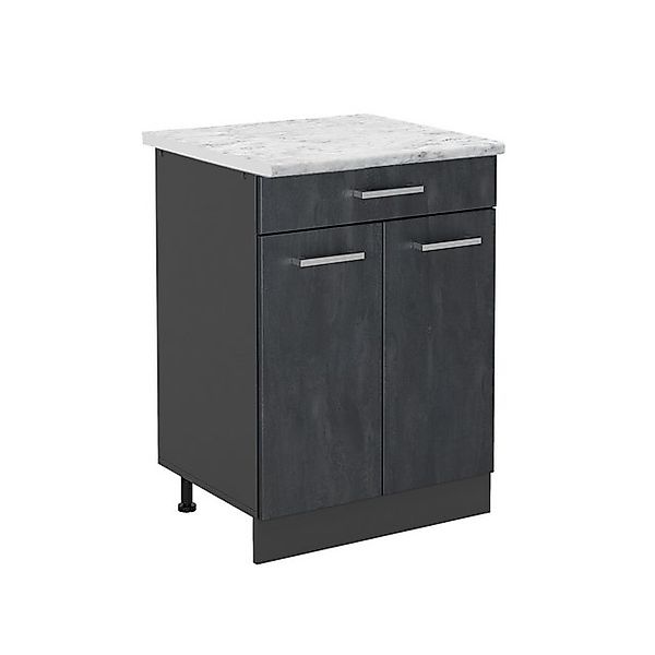 Vicco Küchenunterschrank R-Line Schwarz Beton/Anthrazit 80 cm AP Marmor günstig online kaufen