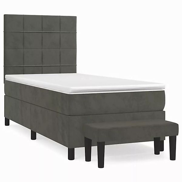 furnicato Bett Boxspringbett mit Matratze Dunkelgrau 90x200 cm Samt (1-tlg) günstig online kaufen