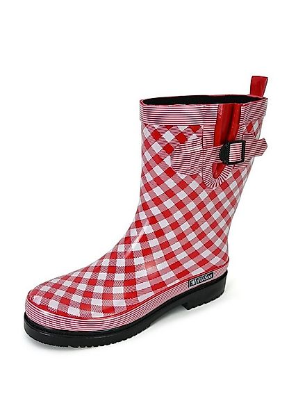 MADSea Checkered Gummistiefel rot karierter Stiefel mit Deko-Schnalle günstig online kaufen