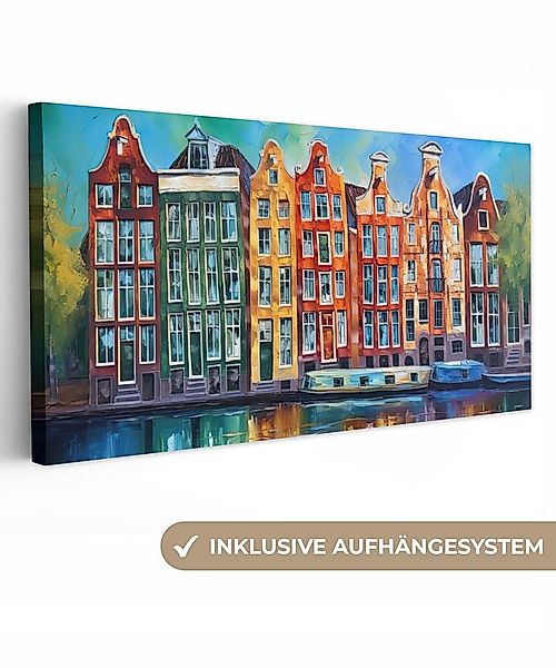 OneMillionCanvasses® Leinwandbild Panorama Amsterdam - Ölfarbenoptik - Grac günstig online kaufen