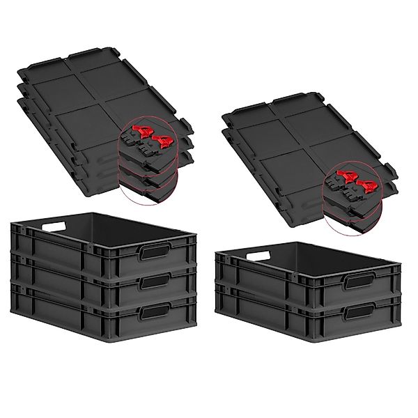 PROREGAL SuperSparSet 5x Eurobox Nextgen Grip Mit Scharnierdeckel Und Roten günstig online kaufen