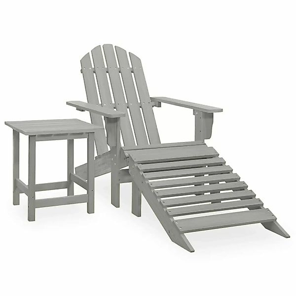 vidaXL Adirondack-Gartenstuhl mit Fußstütze & Tisch Tannenholz Grau günstig online kaufen