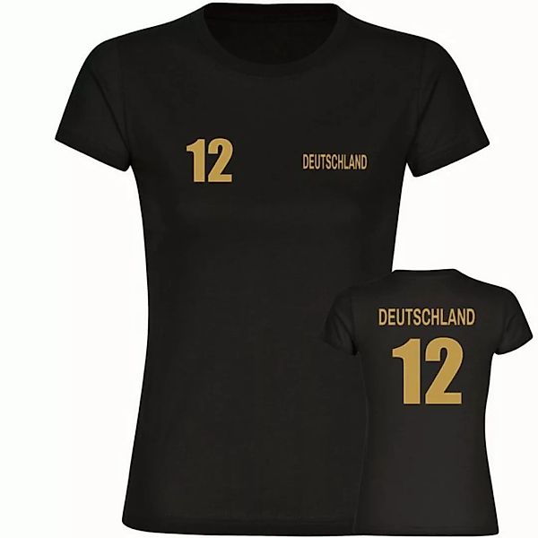 multifanshop T-Shirt Damen Deutschland - Trikot Nummer 12 Gold - Frauen günstig online kaufen