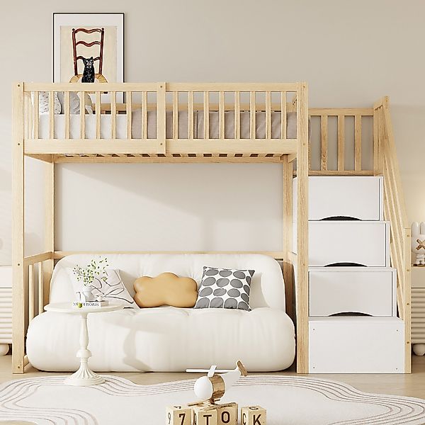 Odikalo Hochbett 90x200 140x200 Jugendbett Kinderbett günstig online kaufen