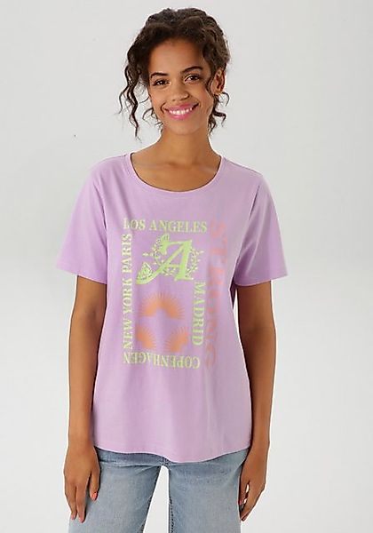 Aniston CASUAL T-Shirt, mit farbharmonischen Frontprint aus Foliendruck günstig online kaufen