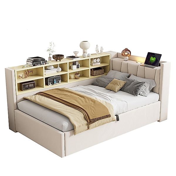 MODFU Schlafsofa Mit Hydraulischem Stauraum, Nachtlicht, günstig online kaufen