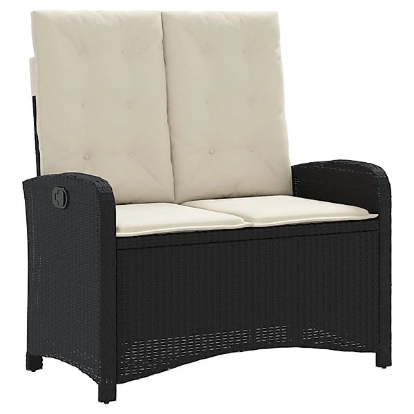 furnicato Gartenbank Verstellbar mit Kissen Schwarz Poly Rattan günstig online kaufen