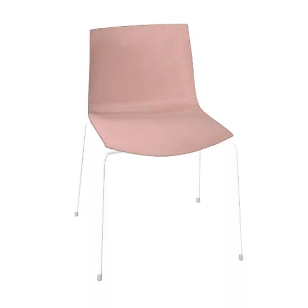 Arper - Catifa 46 0251 Stuhl einfarbig Gestell weiß - rosé/Außenschale glän günstig online kaufen