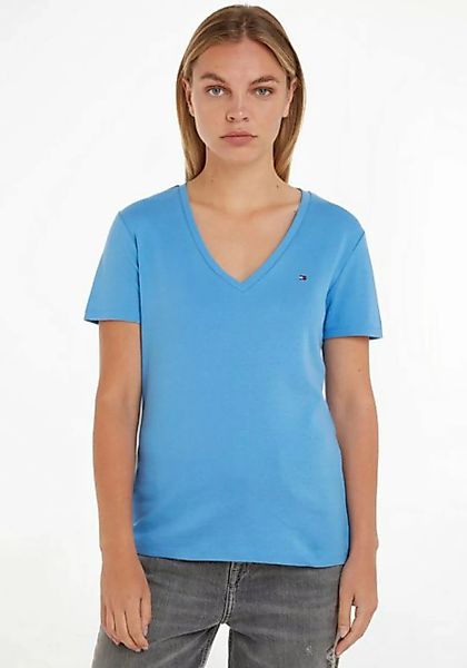 Tommy Hilfiger T-Shirt SLIM CODY RIB V-NECK SS mit dezenter Logostickerei günstig online kaufen
