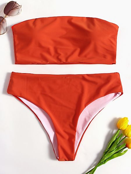 Orange Sexy Basic trägerloses Bikini-Set günstig online kaufen