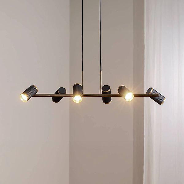 Hängelampe Lume schwarz/gold antik Länge 86 cm 6-flg. Metall günstig online kaufen